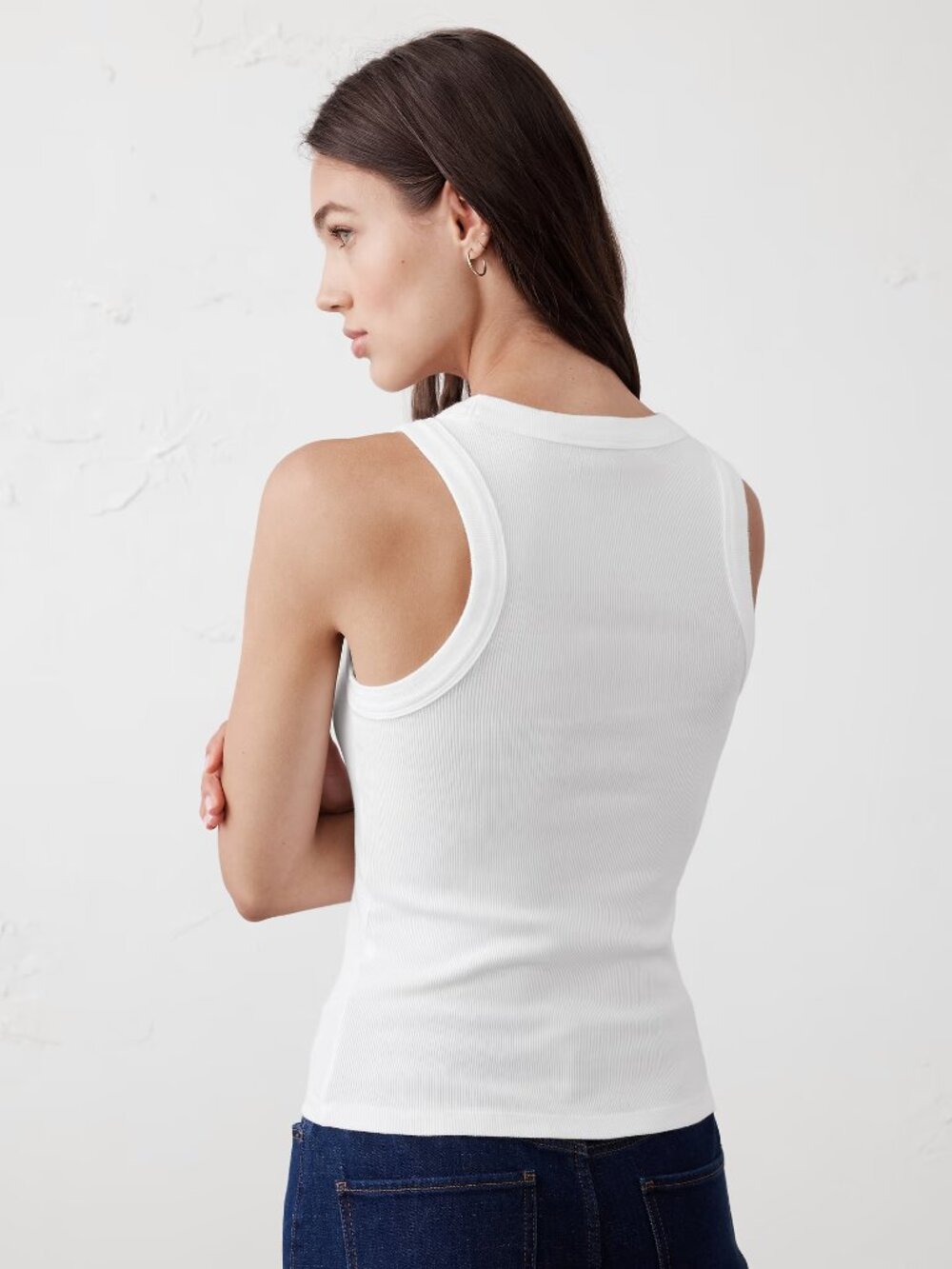 2/$30 Banana Republic Ribbed Racer Tank White XS #A2591 - Picture 5 of 11
